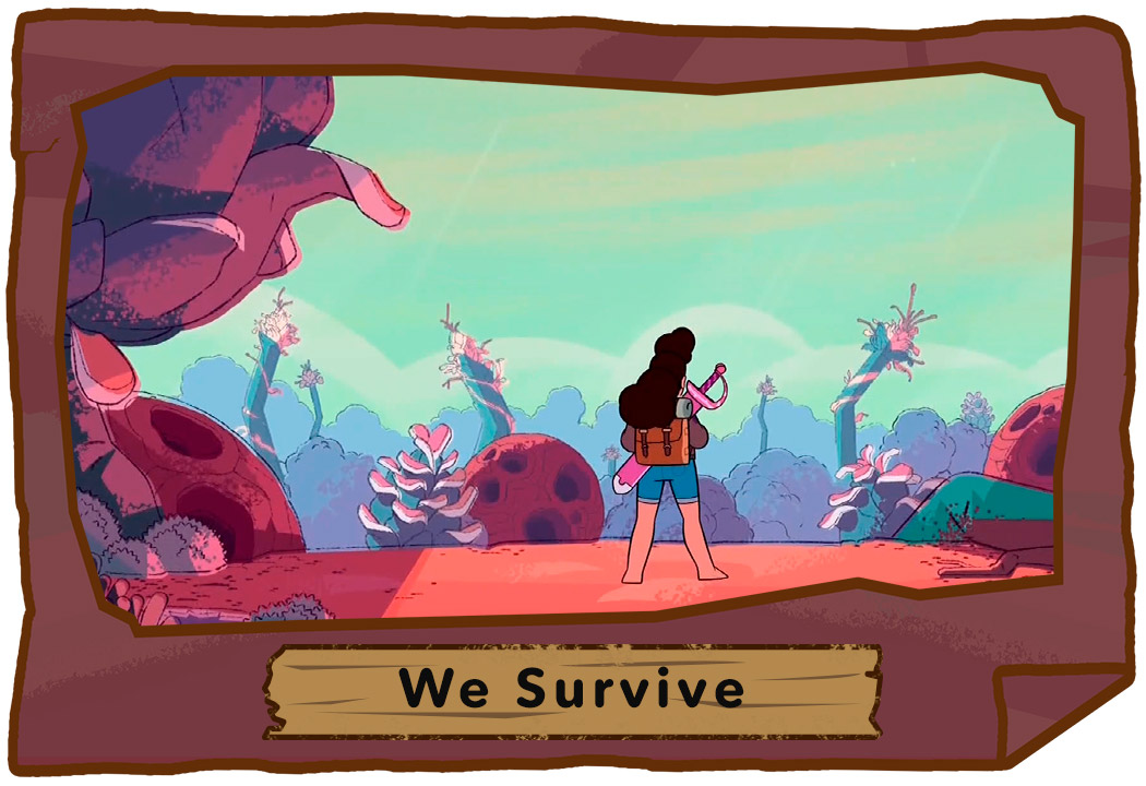 Image showing the front of the 'We Survive' card from the card set.