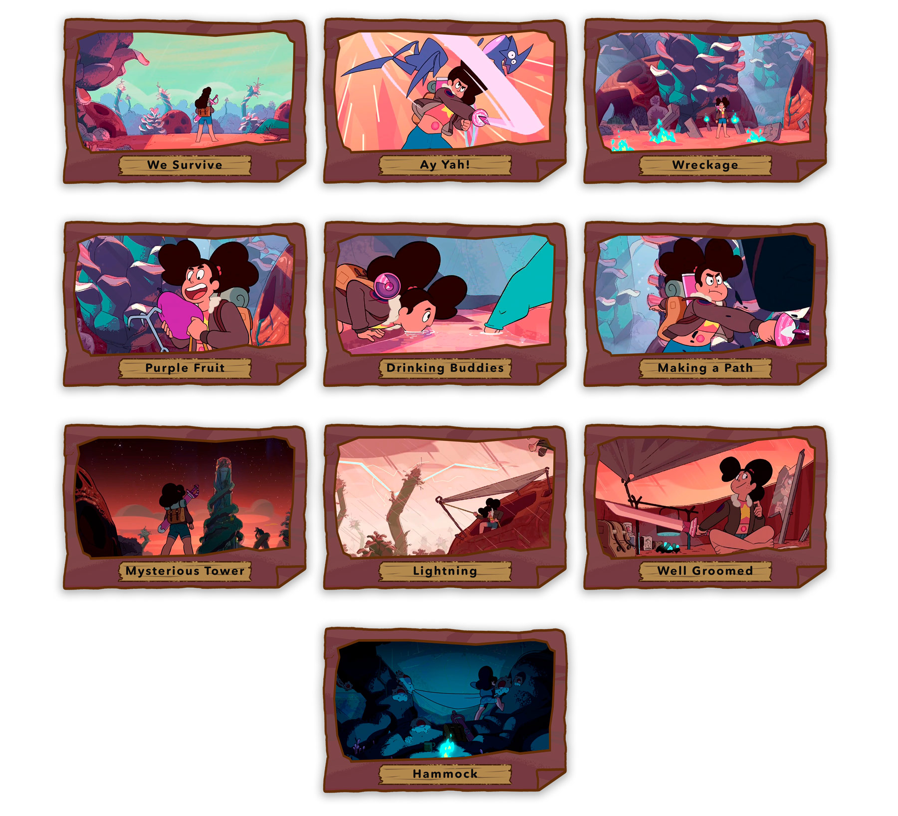 Image of 10 card fronts from the Stevonnie Survival card set.