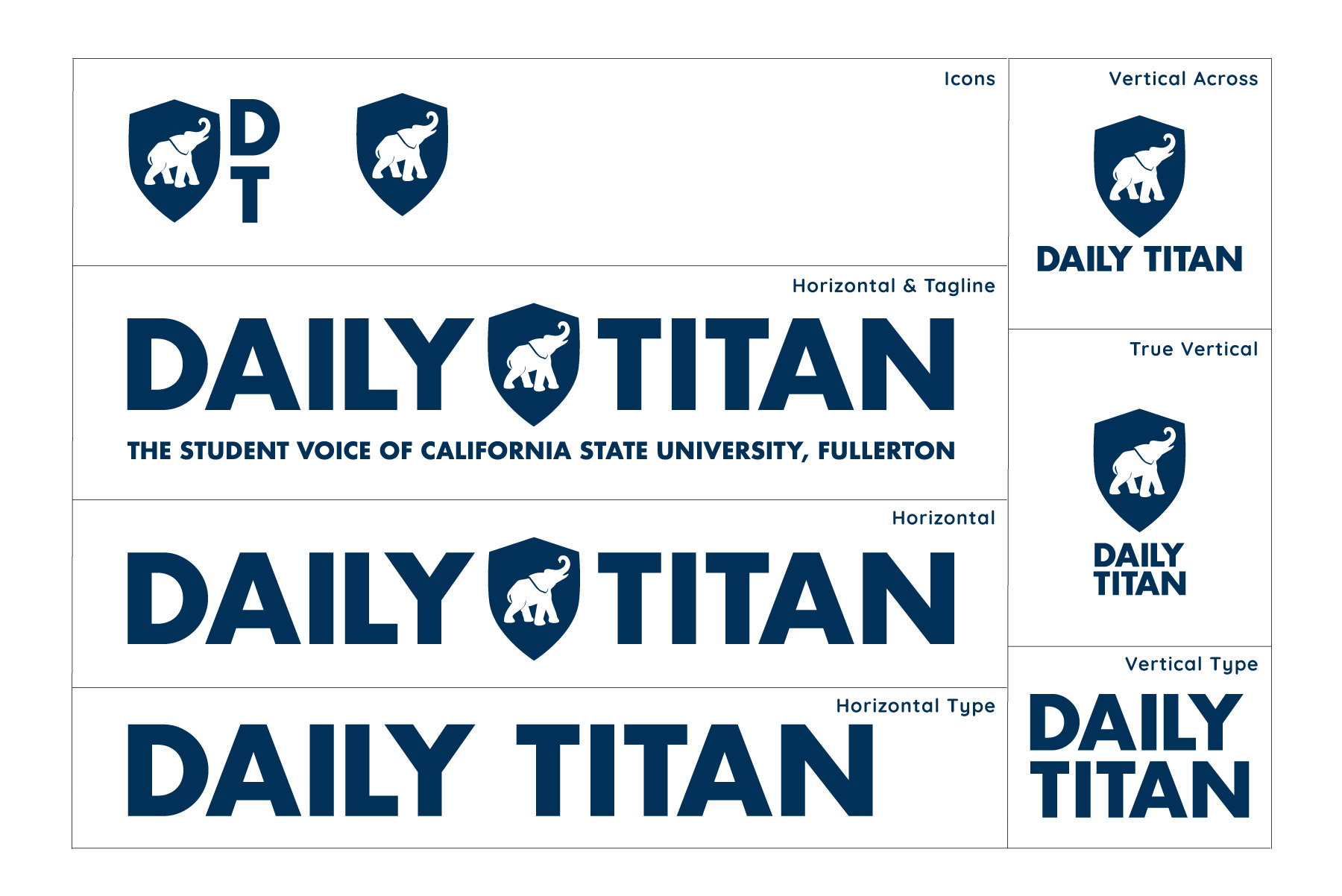 Table showing eight different Daily Titan logo variations.
