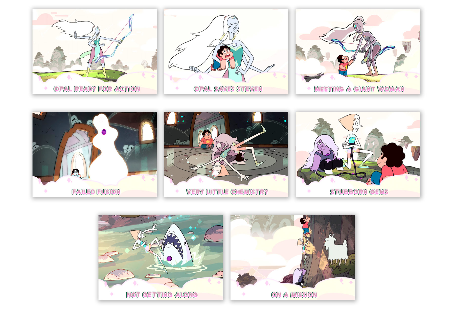 Image of 10 card fronts from the Stevonnie Survival card set.